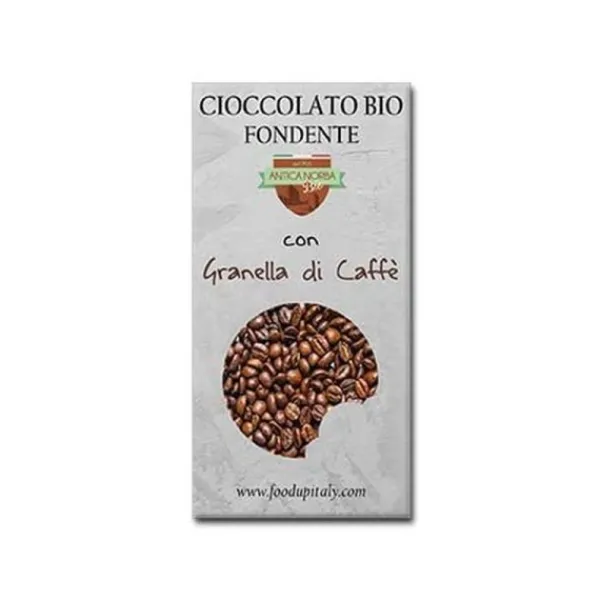 Natura d'Oriente Barretta bio di cioccolato fondente con granella di caffè. 20g