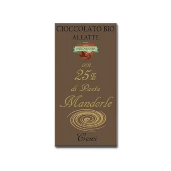 Natura d'Oriente Barretta bio di cioccolato al latte con pasta di mandorle 20g